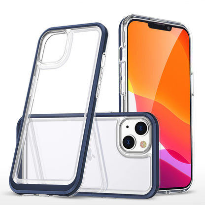 Clear 3in1 case for iPhone 14 silicone cover with frame blue_0