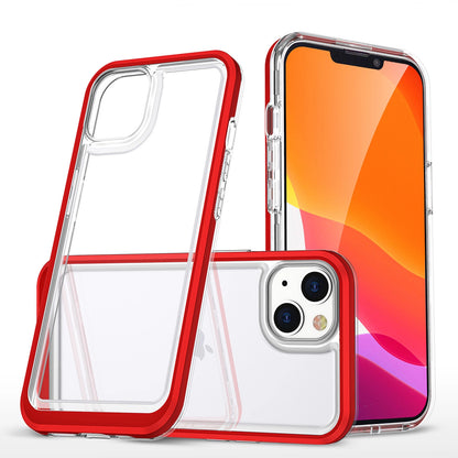 Clear 3in1 case for iPhone 14 Plus silicone cover with frame red_0