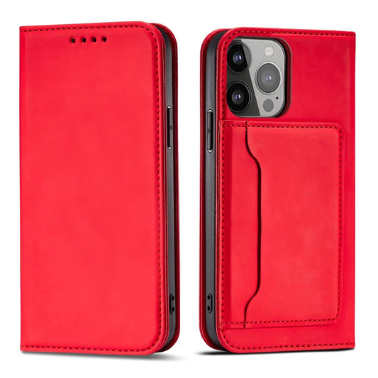 Magnet Card Case case for iPhone 14 flip cover wallet stand red_0