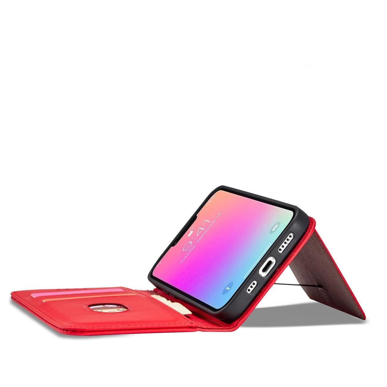 Magnet Card Case case for iPhone 14 flip cover wallet stand red_9