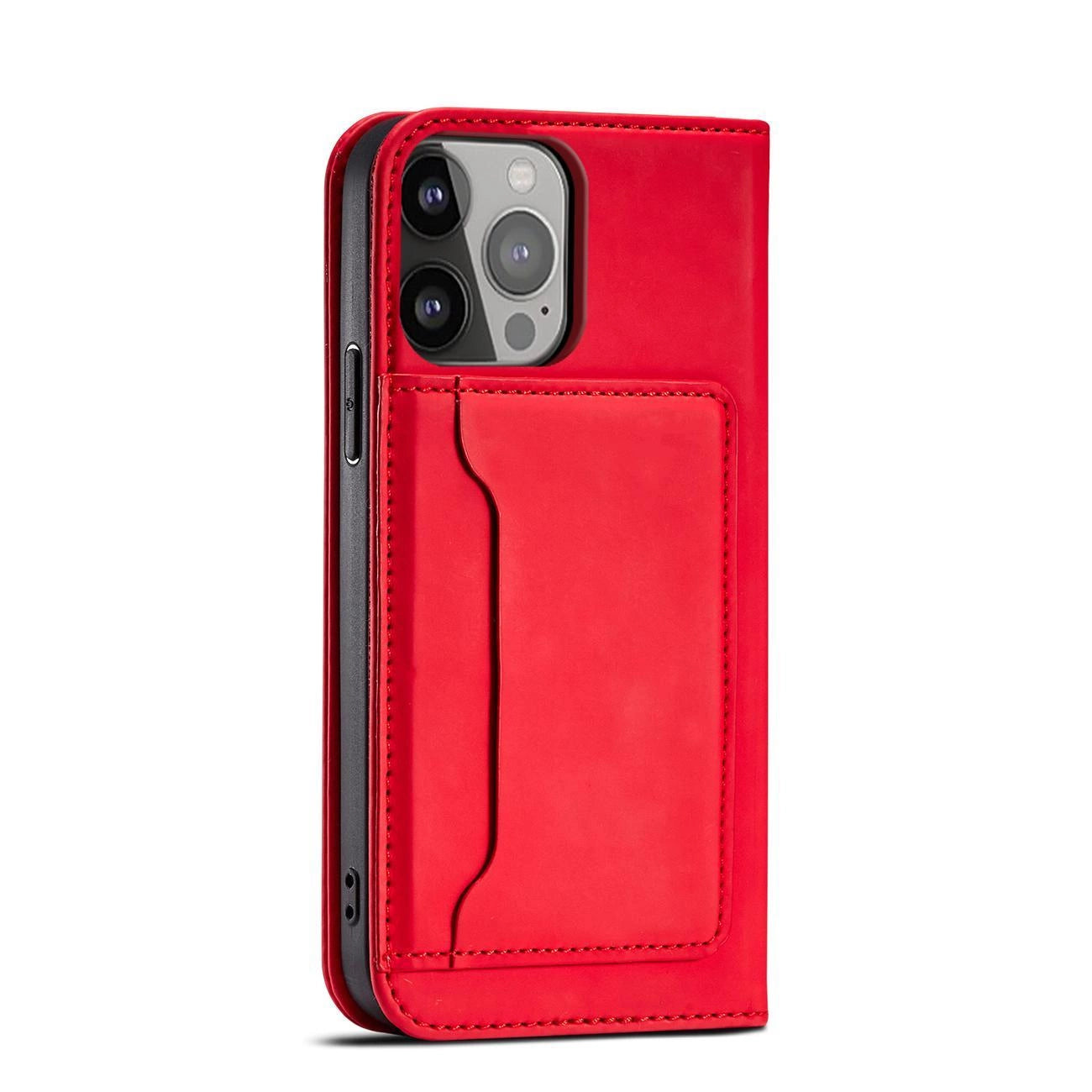 Magnet Card Case case for iPhone 14 flip cover wallet stand red_4