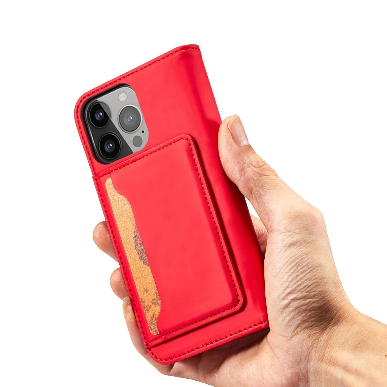 Magnet Card Case case for iPhone 14 flip cover wallet stand red_6