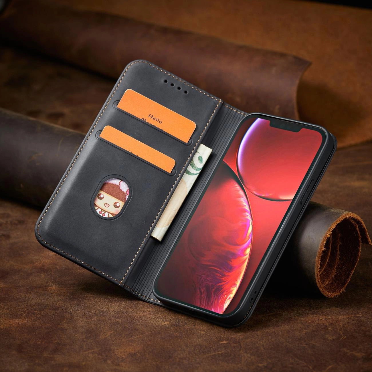 Magnet Fancy Case case for iPhone 14 Pro flip cover wallet stand black_9