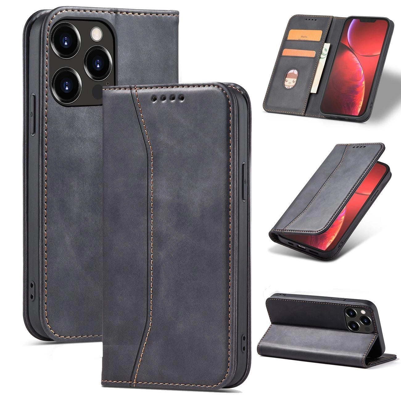 Magnet Fancy Case case for iPhone 14 Pro flip cover wallet stand black_10
