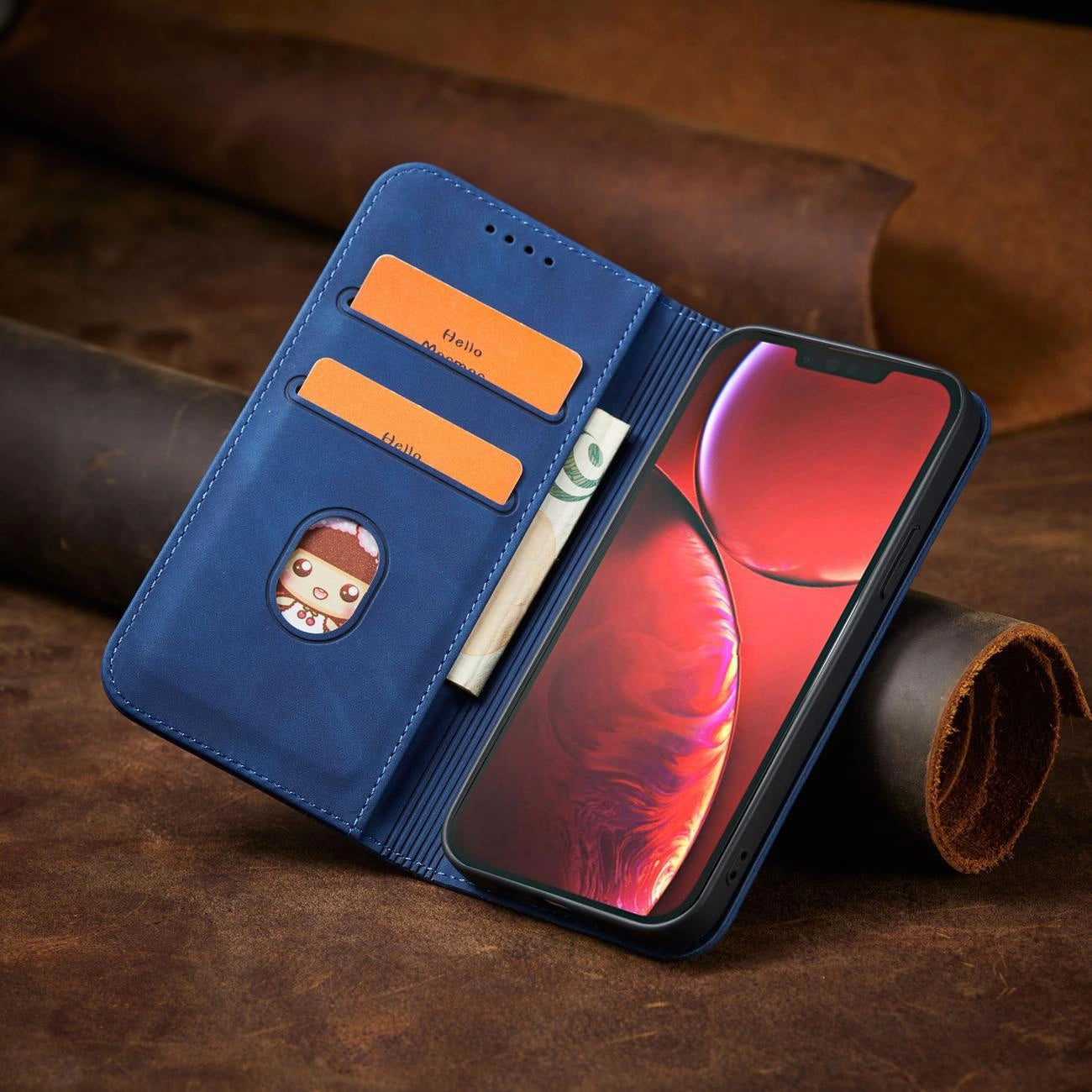 Magnet Fancy Case case for iPhone 14 Pro Max cover with flip wallet stand blue_10
