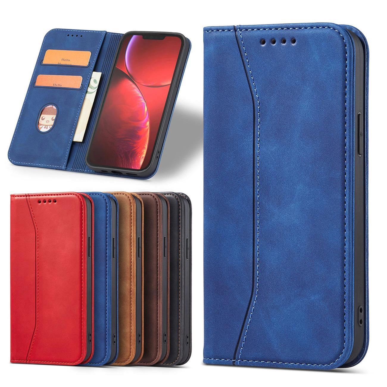 Magnet Fancy Case case for iPhone 14 Pro Max cover with flip wallet stand blue_12