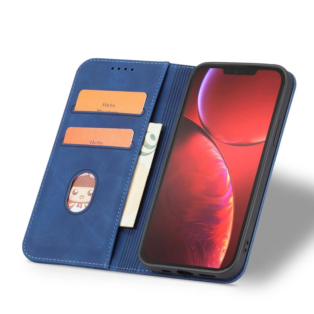 Magnet Fancy Case case for iPhone 14 Pro Max cover with flip wallet stand blue_3