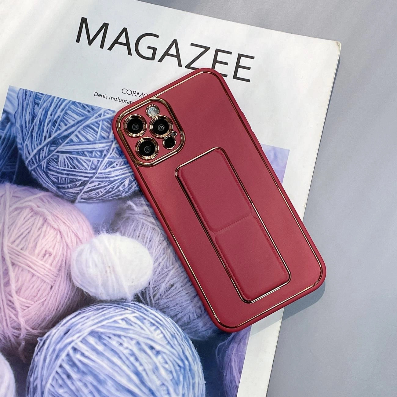 New Kickstand Case for iPhone 12 with stand red_2