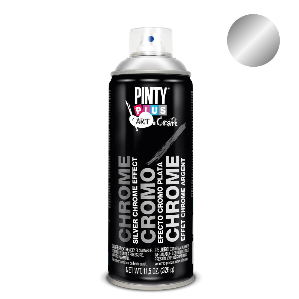 Pintura em spray pintyplus art & craft 520cc efeito cromado prata c150_0