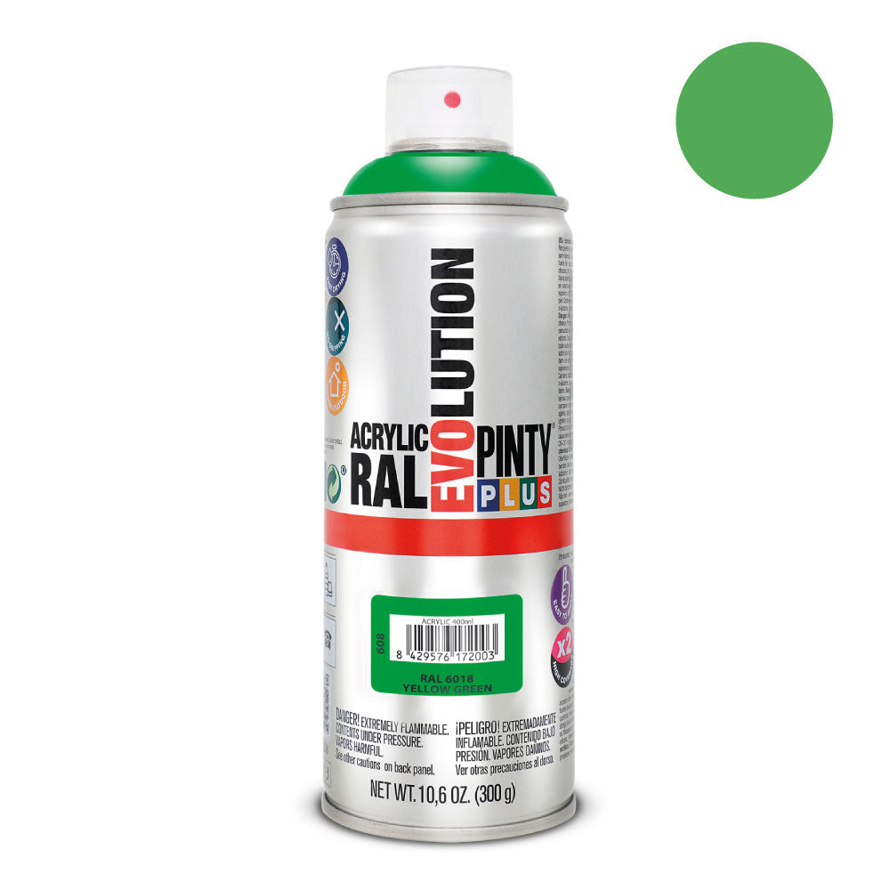 Pintura em spray pintyplus evolution 520cc ral 6018 verde amarilhento_0