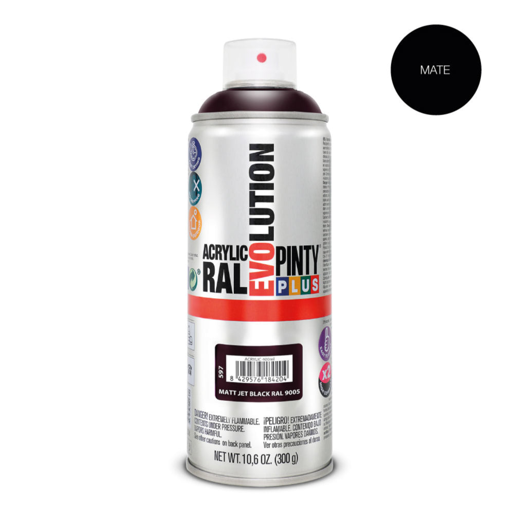 Pintura em spray pintyplus evolution 520cc ral 9005 preto intenso mate_0