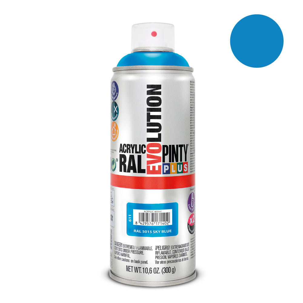 Pintura em spray pintyplus evolution 520cc ral 5015 azul celeste_0