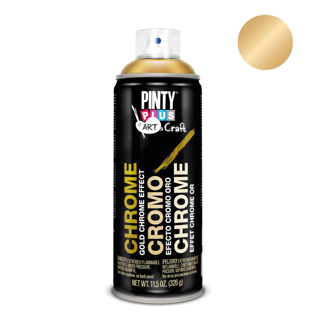 Pintura em spray pintyplus art & craft 520cc efeito cromo ouro c151_0