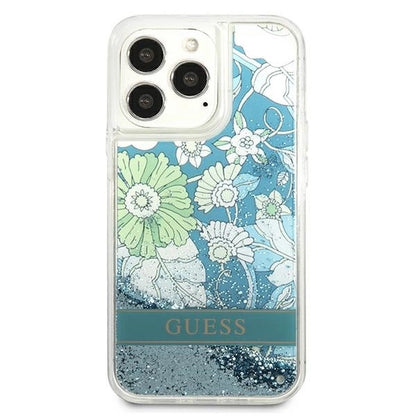 Guess GUHCP13LLFLSN iPhone 13 Pro / 13 6.1" green/green hardcase Flower Liquid Glitter_2
