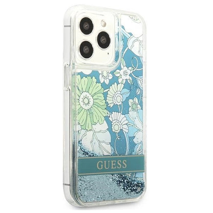 Guess GUHCP13LLFLSN iPhone 13 Pro / 13 6.1" green/green hardcase Flower Liquid Glitter_3