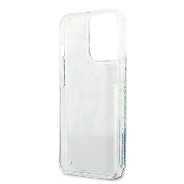 Guess GUHCP13LLFLSN iPhone 13 Pro / 13 6.1" green/green hardcase Flower Liquid Glitter_6