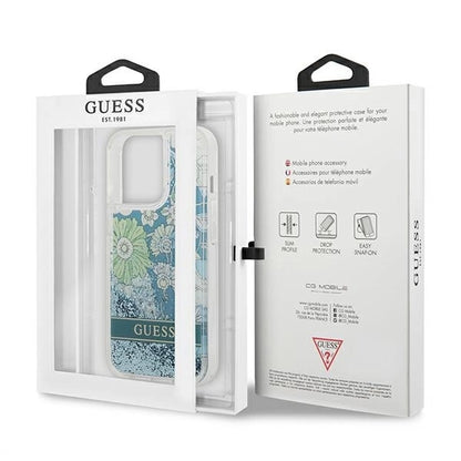 Guess GUHCP13LLFLSN iPhone 13 Pro / 13 6.1" green/green hardcase Flower Liquid Glitter_7