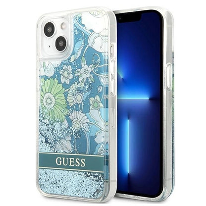 Guess GUHCP13MLFLSN iPhone 13 6.1" green/green hardcase Flower Liquid Glitter_0