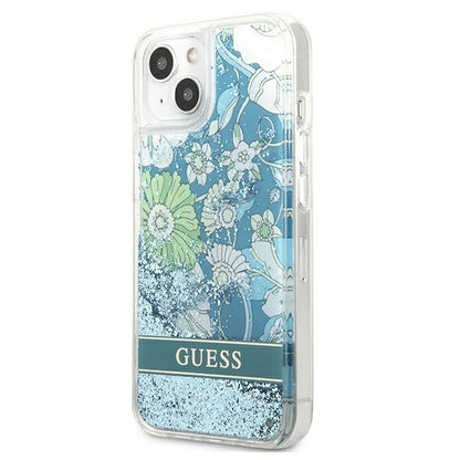 Guess GUHCP13MLFLSN iPhone 13 6.1" green/green hardcase Flower Liquid Glitter_1