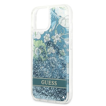 Guess GUHCP13MLFLSN iPhone 13 6.1" green/green hardcase Flower Liquid Glitter_5