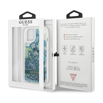 Guess GUHCP13MLFLSN iPhone 13 6.1" green/green hardcase Flower Liquid Glitter_7