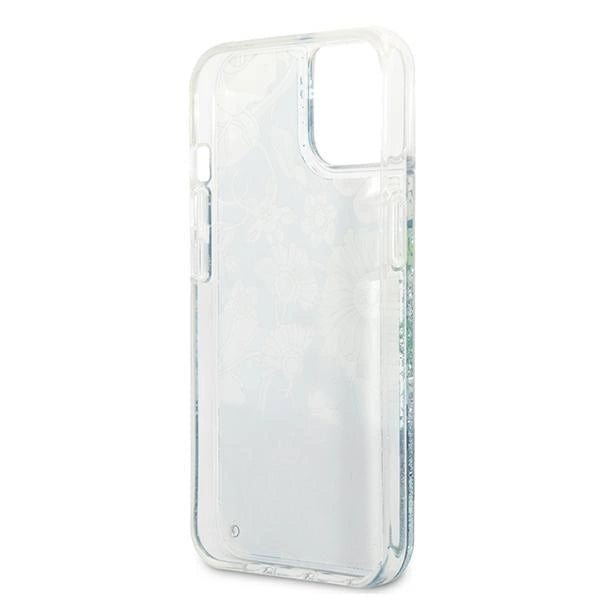 Guess GUHCP13SLFLSN iPhone 13 mini 5.4" green/green hardcase Flower Liquid Glitter_6