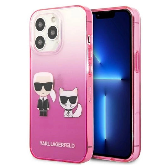 Karl Lagerfeld KLHCP13LTGKCP iPhone 13 Pro / 13 6,1" hardcase różowy/pink Gradient Ikonik Karl & Choupette_0