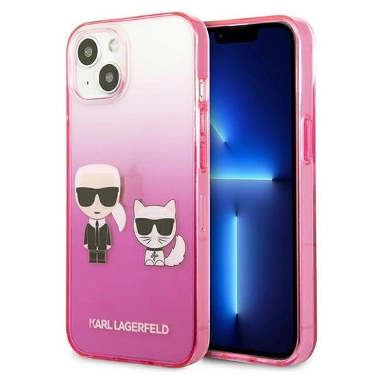 Karl Lagerfeld KLHCP13STGKCP iPhone 13 mini 5,4" hardcase różowy/pink Gradient Ikonik Karl & Choupette_0