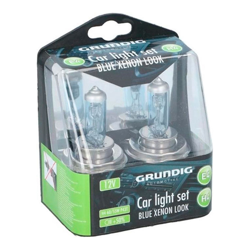 Set 2 lampadas para automovel 12v h4 xenon 55w p43t grundig_0