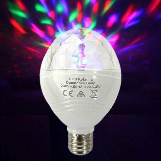 LÃ¢mpada disco led rgb e27 3w multicor com rotaÃ§Ã£o 360Â° Ã¸8x13cm edm_0