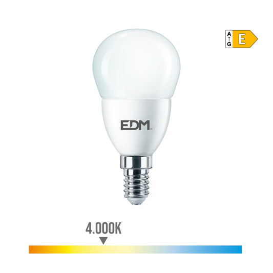 LÃ¢mpada esfÃ©rica led e14 7w 806lm 4000k luz dia Ã¸4,8x9,5cm edm_0