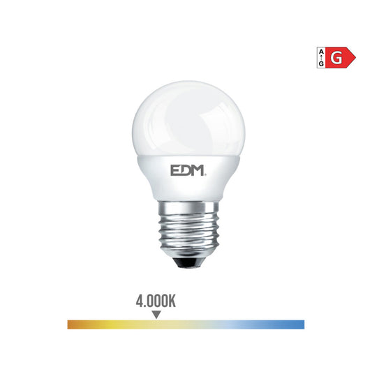 LÃ¢mpada esfÃ©rica led e27 5w 400lm 4000k luz dia Ã¸4,5x8cm edm_0