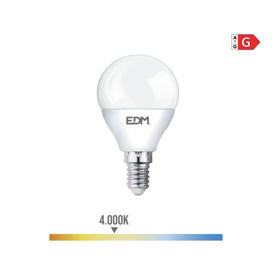LÃ¢mpada esfÃ©rica led e14 5w 400lm 4000k luz dia Ã¸4,5x8cm edm_0