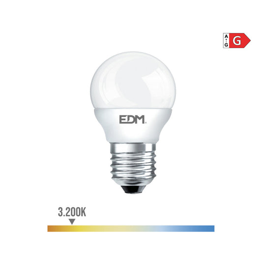 LÃ¢mpada esfÃ©rica led e27 5w 400lm 3200k luz quente Ã¸4,5x8cm edm_0