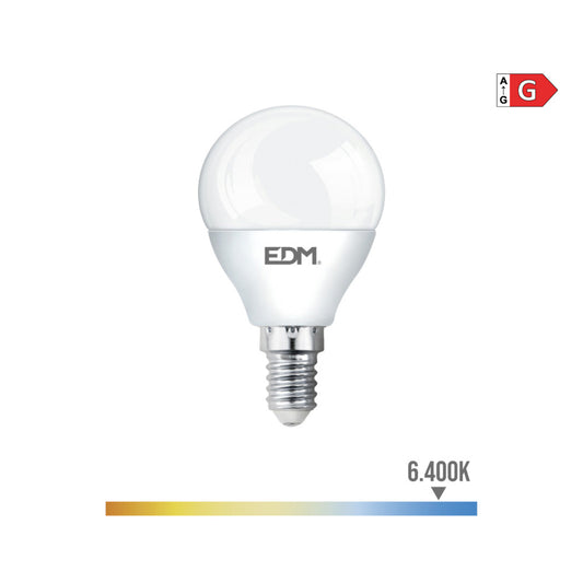 LÃ¢mpada esfÃ©rica led e14 5w 400lm 6400k luz fria Ã¸4,5x8cm edm_0
