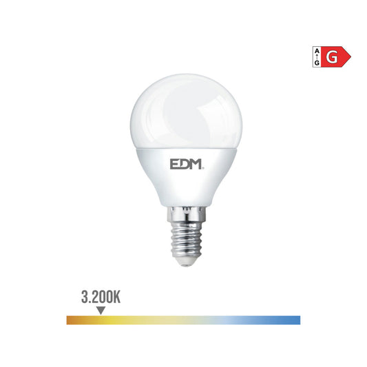 LÃ¢mpada esfÃ©rica led e14 5w 400lm 3200k luz quente Ã¸4,5x8cm edm_0