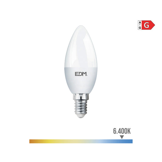 LÃ¢mpada vela led e14 5w 400lm 6400k luz fria Ã¸3,5x10cm edm_0