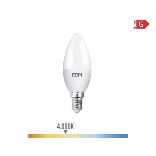 LÃ¢mpada vela led e14 5w 400lm 4000k luz dia Ã¸3,5x10cm edm_0