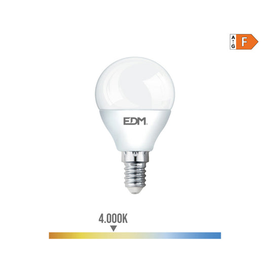 LÃ¢mpada esfÃ©rica led e14 7w 600lm 4000k luz dia Ã¸4,5x8cm edm_0