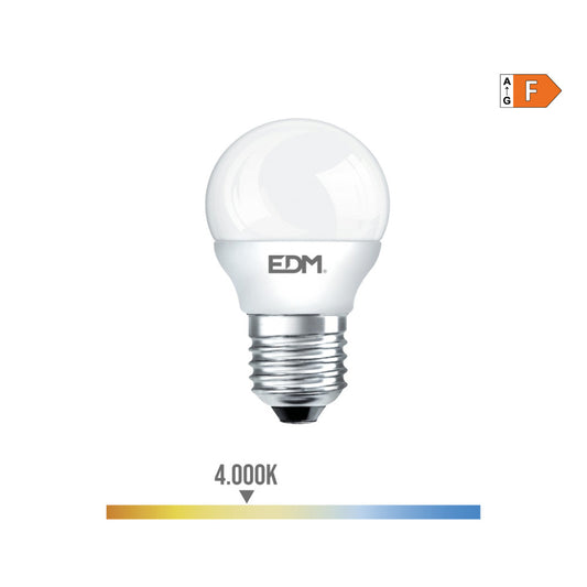 LÃ¢mpada esfÃ©rica led e27 7w 600lm 4000k luz dia Ã¸4,5x8cm edm_0