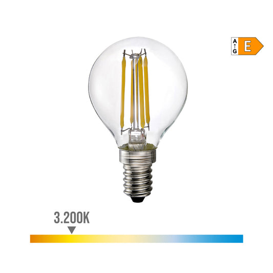 LÃ¢mpada esfÃ©rica com filamento led e14 4w 500lm 3200k luz quente Ã¸4,5x7,8cm edm_0