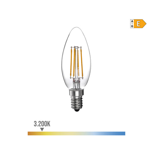 LÃ¢mpada vela com filamento led e14 4w 500lm 3200k luz quente Ã¸3,5x9,8cm edm_0
