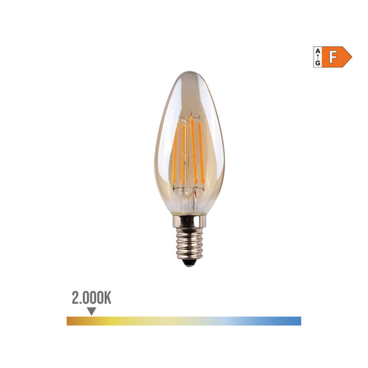 LÃ¢mpada vela com filamento de led vidro vintage e14 4,5w 400lm 2000k luz quente Ã¸3,5x9,8cm edm_0
