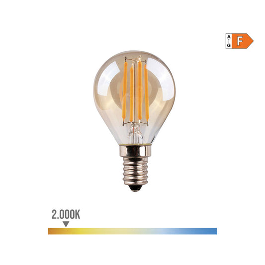 LÃ¢mpada esfÃ©rica com filamento led vidro vintage e14 4,5w 400lm 2000k luz quente Ã¸4,5x7,8cm edm_0