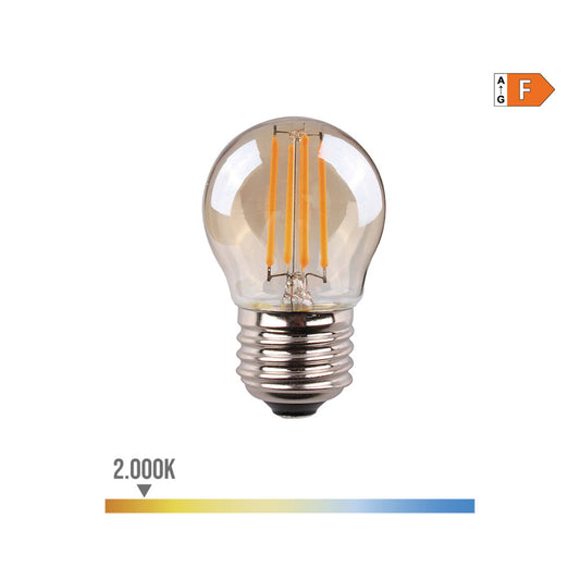 LÃ¢mpada esfÃ©rica com filamento led vidro vintage e27 4,5w 400lm 2000k luz quente Ã¸4,5x7,8cm edm_0