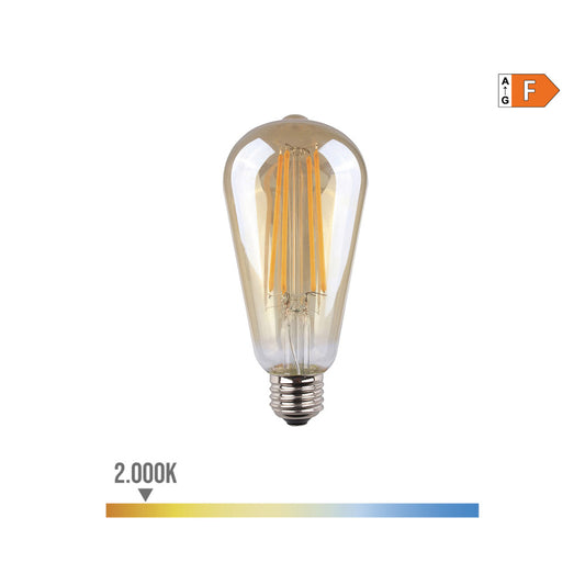 LÃ¢mpada ovoide com filamento de led. vidro vintage e27 6w 560lm 2000k luz quente Ã¸6,4x14,2cm edm_0