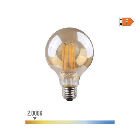 LÃ¢mpada globo com filamento de led. vidro vintage e27 8w 720lm 2000k luz quente Ã¸8x12cm edm_0