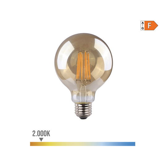 LÃ¢mpada globo com filamento de led. vidro vintage e27 8w 720lm 2000k luz quente Ã¸9,5x14cm edm_0