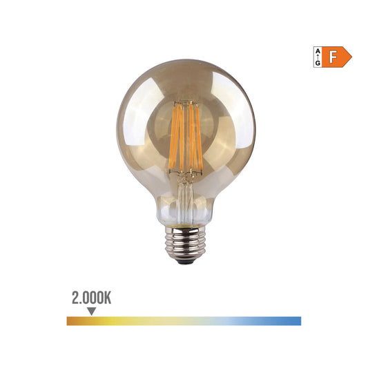 LÃ¢mpada globo com filamento de led. vidro vintage e27 8w 720lm 2000k luz quente Ã¸12,5x17cm edm_0