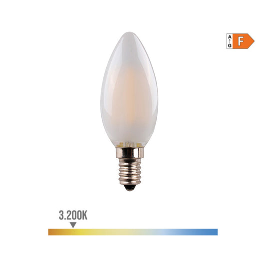 LÃ¢mpada vela com filamento de led. vidro mate e14 4,5w 470lm 3200k luz quente Ã¸3,5x9,8cm edm_0